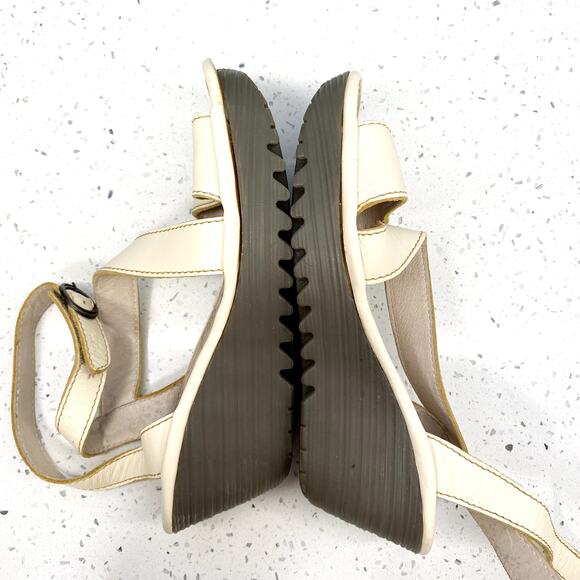 fly london yesk leather wedge heel ankle wrap strap sandals 37 neutral‎ boho - Picture 10 of 15
